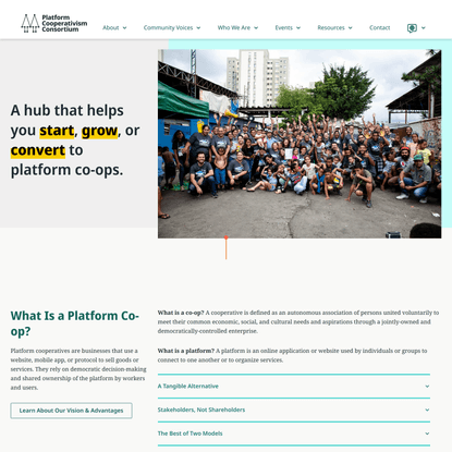 Platform Cooperativism Consortium | A hub that helps you start, grow, or convert to platform co-ops.