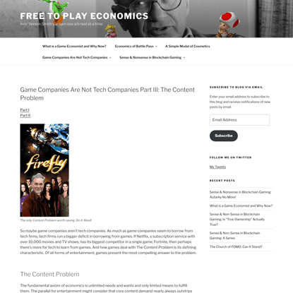 Game Companies Are Not Tech Companies Part III: The Content Problem