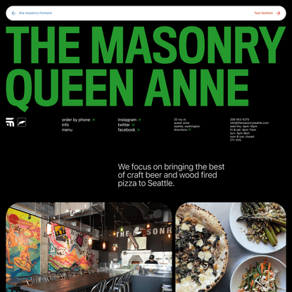 The Masonry Queen Anne | Craft Beer and Wood Fired Pizza in Seattle