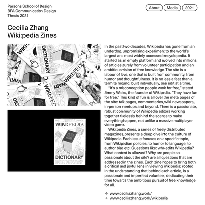Wiki:pedia Zines by Cecilia Zhang / Parsons School of Design / BFA Communication Design