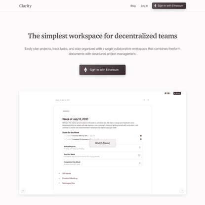 Clarity — The simplest workspace for decentralized teams