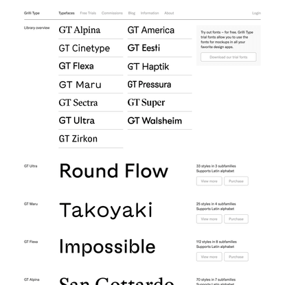 GT Typefaces Library Overview – Download Trial Fonts
