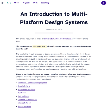 An Introduction to Multi-Platform Design Systems