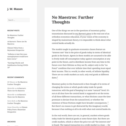 No Maestros: Further Thoughts – J. W. Mason