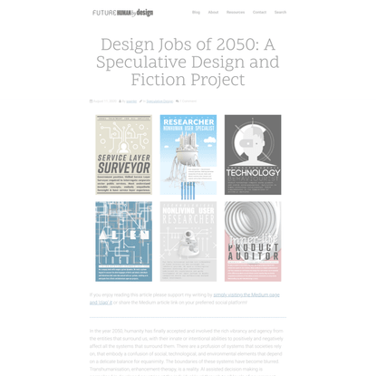 Design Jobs of 2050: A Speculative Design and Fiction Project