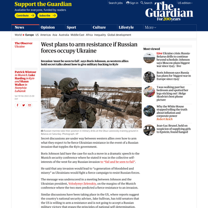 West plans to arm resistance if Russian forces occupy Ukraine | Ukraine | The Guardian