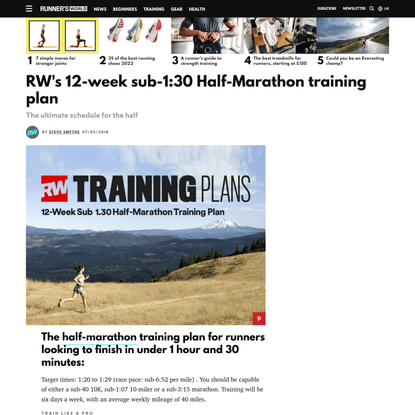 RW’s 12-week sub-1:30 Half-Marathon training plan