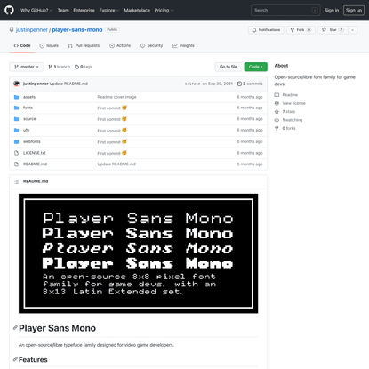 GitHub - justinpenner/player-sans-mono: Open-source/libre font family for game devs.