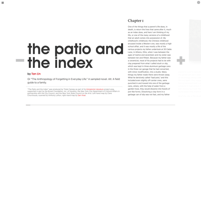 Triple Canopy – The Patio and the Index by Tan Lin