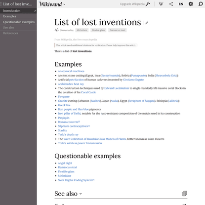 List of lost inventions | Wikiwand