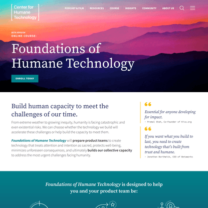 Foundations of Humane Technology Course