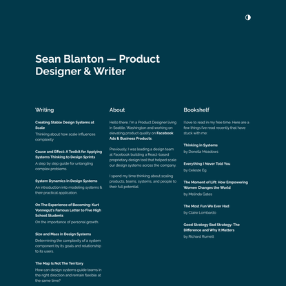 Sean Blanton — Product Designer &amp; Writer