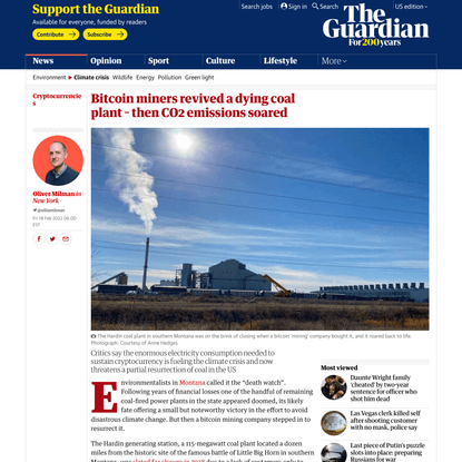 Bitcoin miners revived a dying coal plant – then CO2 emissions soared