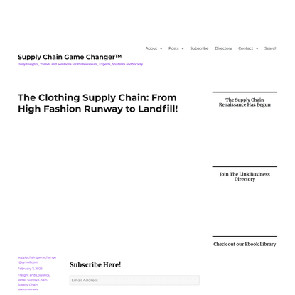 The Clothing Supply Chain: From High Fashion Runway to Landfill! - Supply Chain Game Changer™