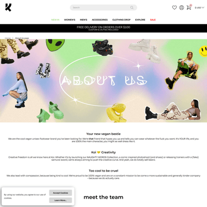 About Us page – KOI footwear