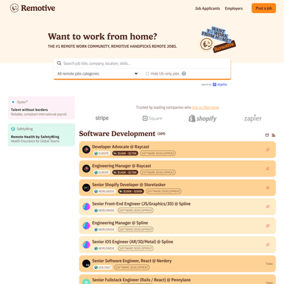 Remote Jobs in Programming, Support, Design and more