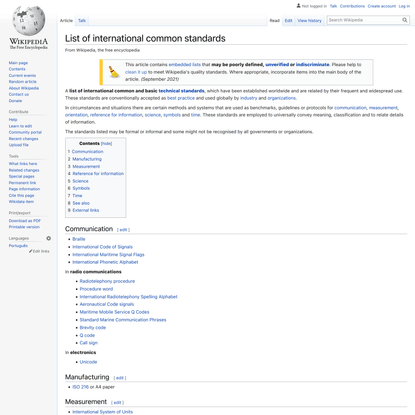 List of international common standards - Wikipedia