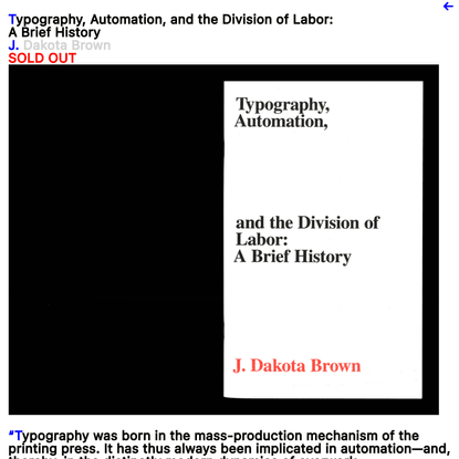 Typography, Automation, and the Division of Labor: A Brief History