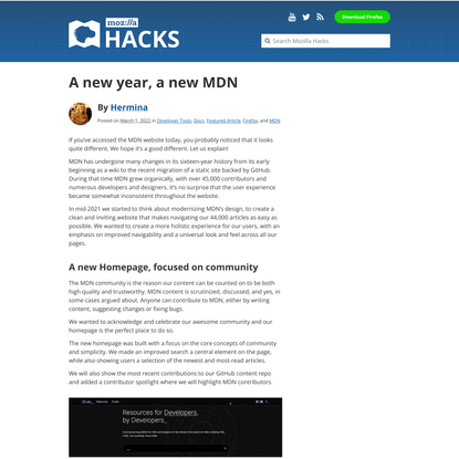A new year, a new MDN – Mozilla Hacks - the Web developer blog