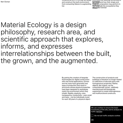 Neri Oxman: Material Ecology