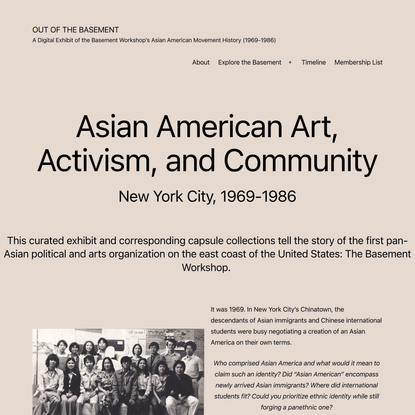 Out of the Basement – A Digital Exhibit of the Basement Workshop’s Asian American Movement History (1969-1986)