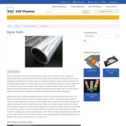 Mylar Rolls : TAP Plastics