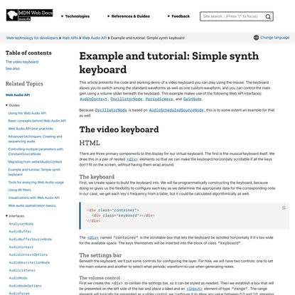 Example and tutorial: Simple synth keyboard - Web APIs | MDN