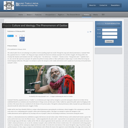 Popular Culture and Ideology: The Phenomenon of Gaddar