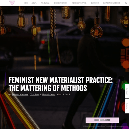 Feminist New Materialist Practice: The Mattering of Methods - MAI: Feminism &amp; Visual Culture