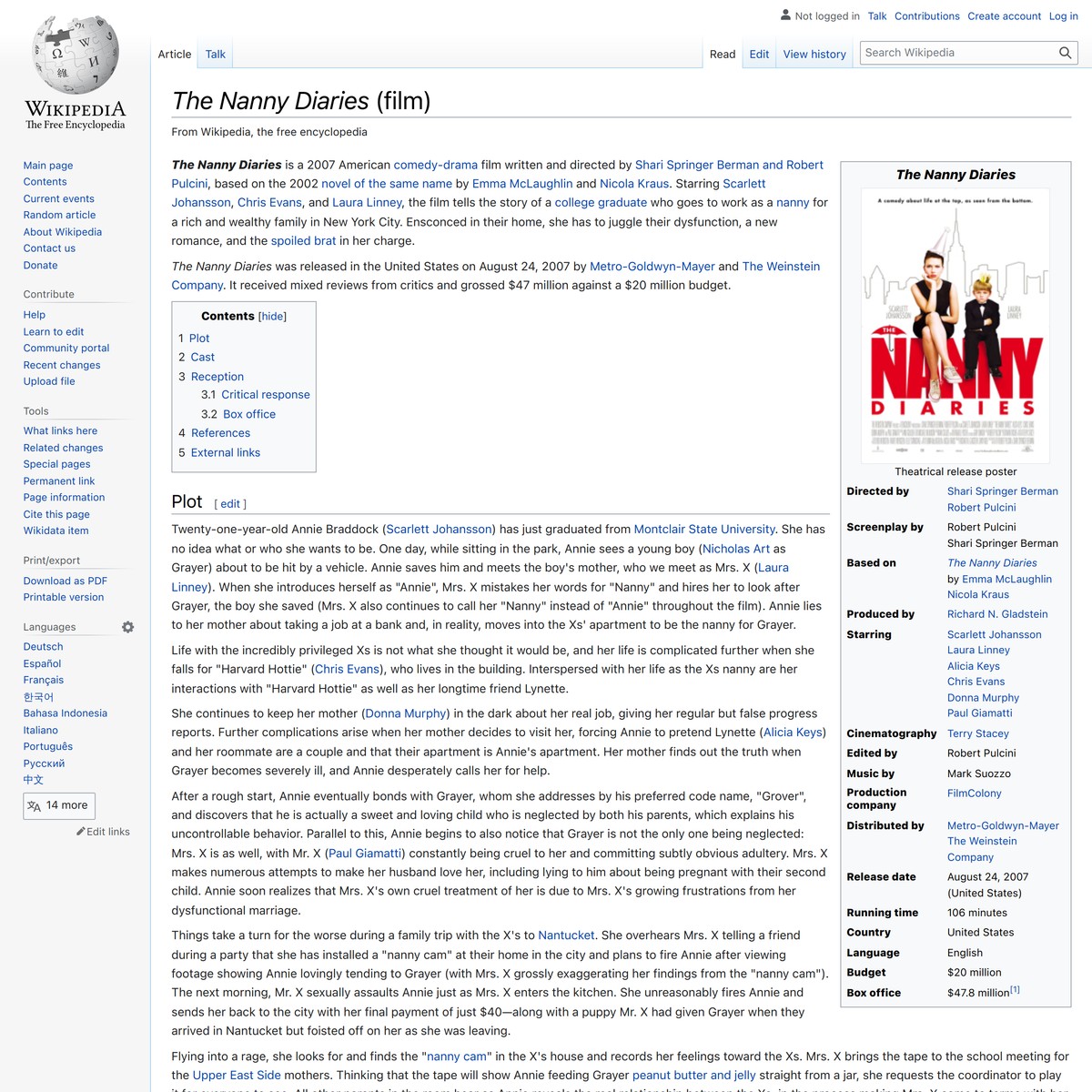 The Nanny Diaries Film Wikipedia — Arena
