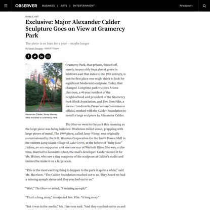 Exclusive: Major Alexander Calder Sculpture Goes on View at Gramercy Park