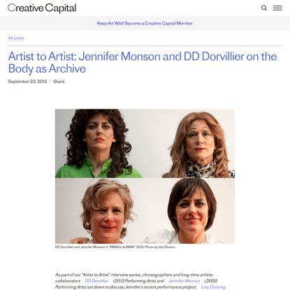 Artist to Artist: Jennifer Monson and DD Dorvillier on the Body as Archive | Creative Capital