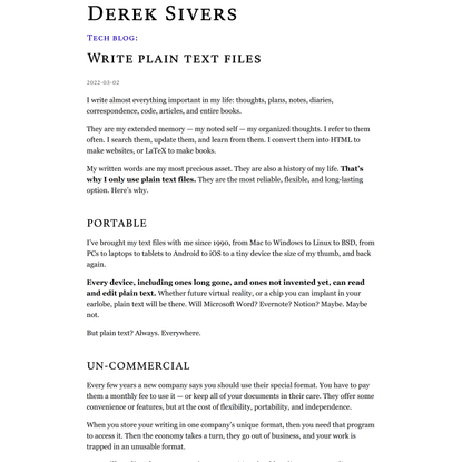 Write plain text files | Derek Sivers