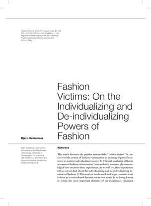 Fashion Victims: On the Individualizing and De-individualizing Powers of Fashion