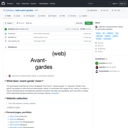 GitHub - boardens/web-avant-gardes: 💇‍♀️ Collection of experimental, radical, or unorthodox websites.