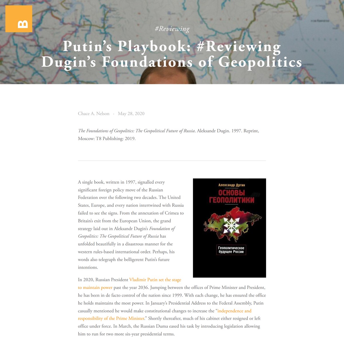 Putin s playbook reviewing dugin s foundations of geopolitics are na