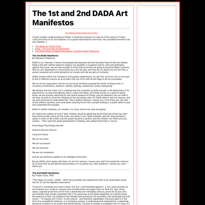 The 1st and 2nd DADA Art Manifestos