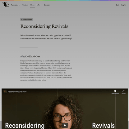 Reconsidering Revivals · Tiny Type Co, typefaces for all sorts of cases