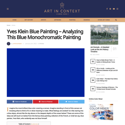 Yves Klein Blue Painting - Analyzing This Blue Monochromatic Painting
