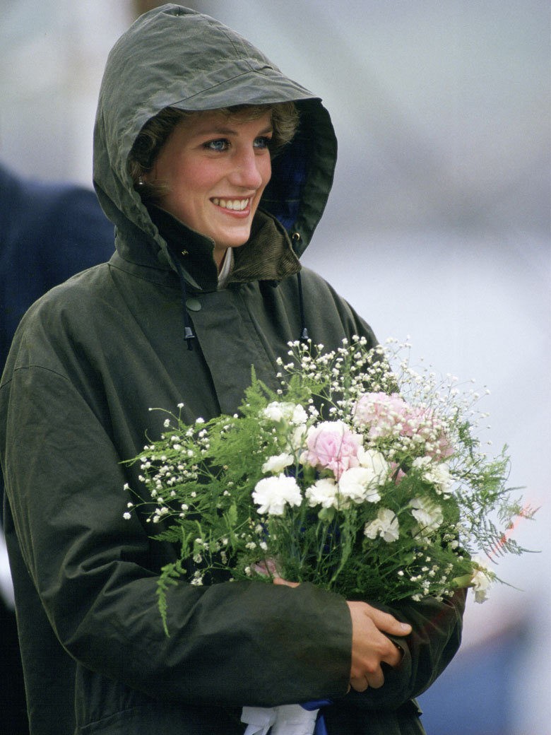 Princess Diana wearing a timeless Barbour jacket in Scotland, 1985