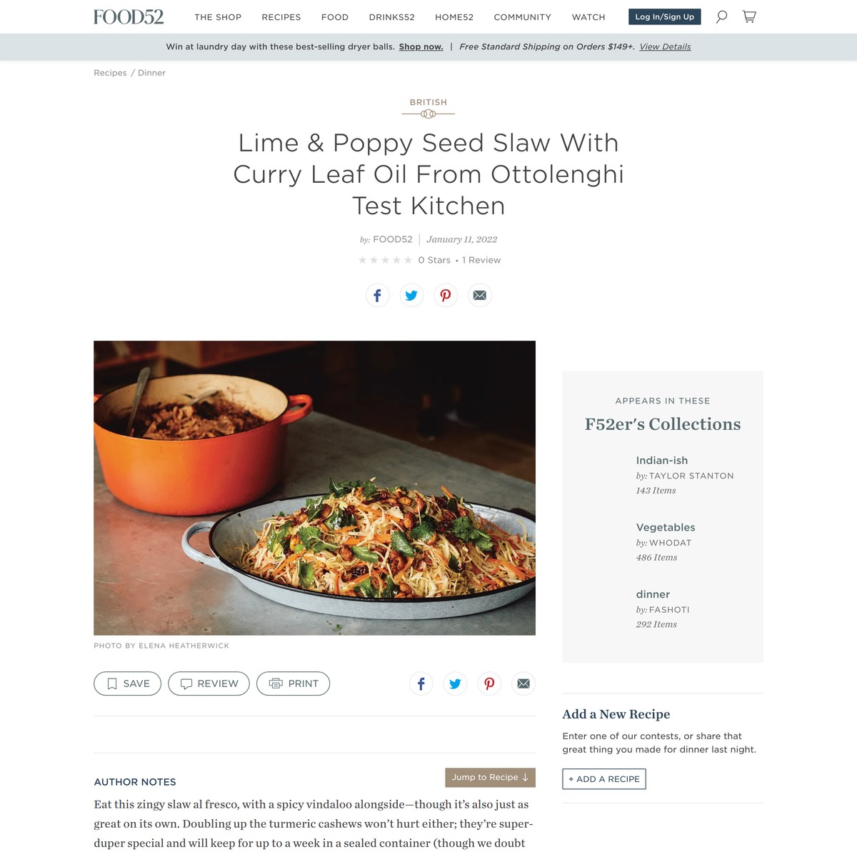 Lime & Poppy Seed Slaw With Curry Leaf Oil From Ottolenghi Test Kitchen