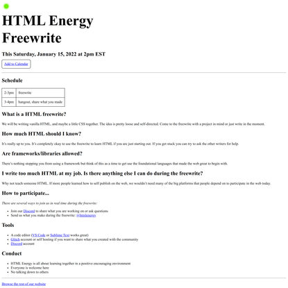 HTML Energy Freewrite