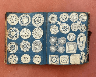 crochet sampler book, late 19th century