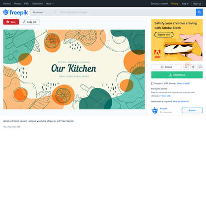 Free Vector | Abstract hand drawn recipes youtube channel art