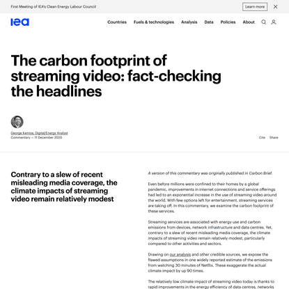 The carbon footprint of streaming video: fact-checking the headlines – Analysis - IEA