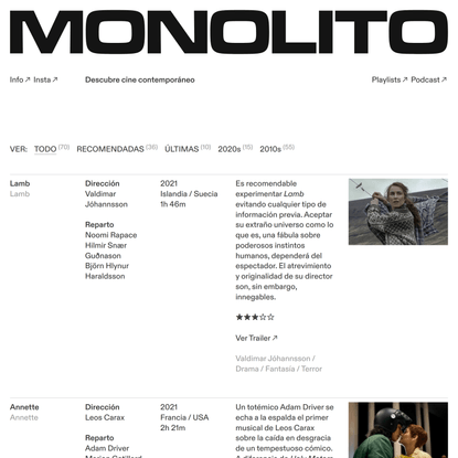 Monolito — Descubre cine contemporáneo