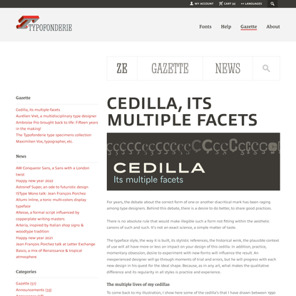Cedilla, its multiple facets