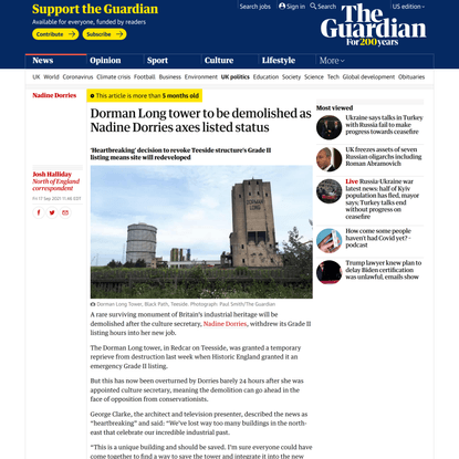 Dorman Long tower to be demolished as Nadine Dorries axes listed status