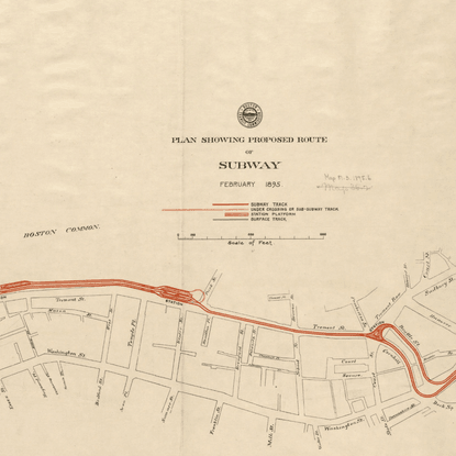 Plan showing proposed route of Subway, February 1895 - Norman B. Leventhal Map &amp; Education Center