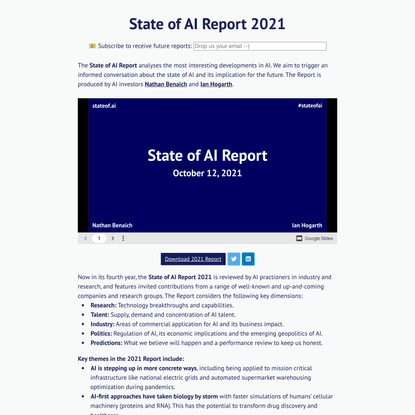 State of AI Report 2021